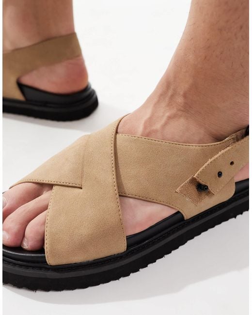 ASOS Black Cross Over Sandals for men