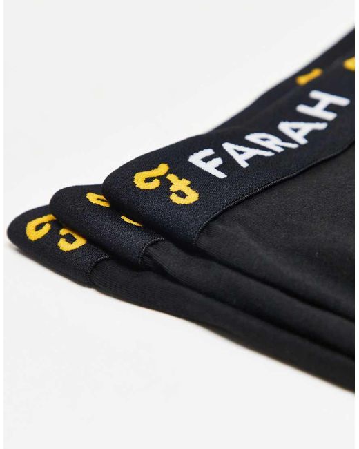 Farah Black 3 Pack Jacquard Waistband Logo Boxers for men