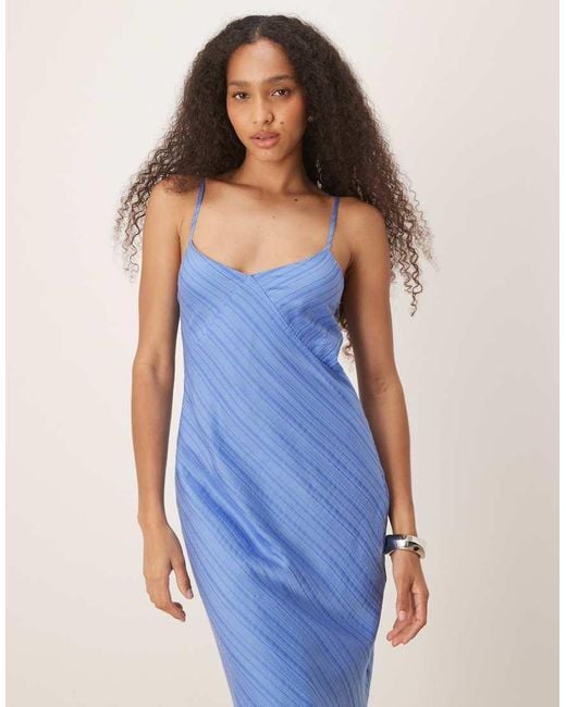 Motel Blue Elayna Chiffon Stripe Midi Dress