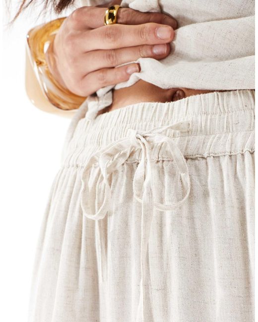 Pieces White – hose aus leinenmix
