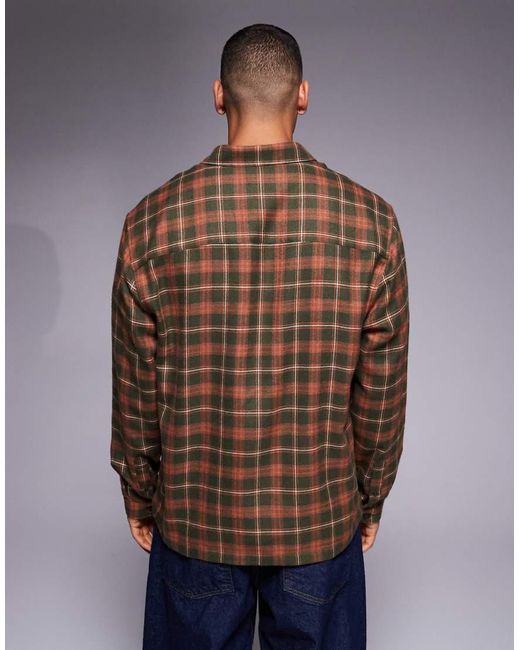 ASOS Blue Relaxed Check Shirt With Patch Pocket for men