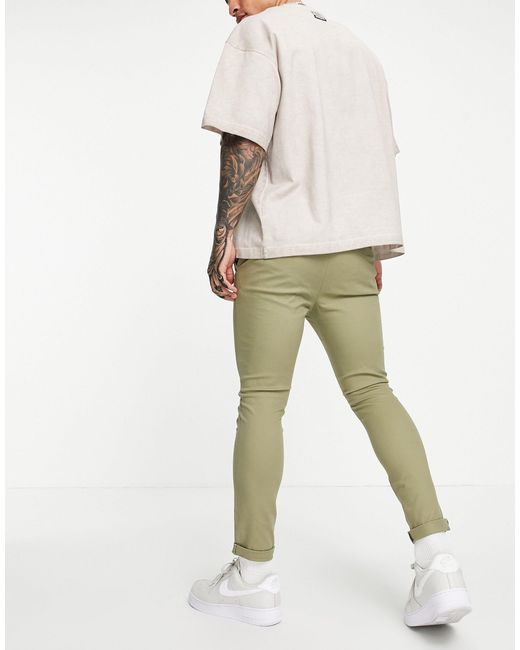 ASOS Super Skinny Cropped Chinos in Green for Men - Lyst