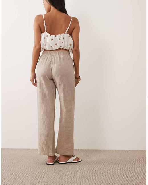 JDY Petite Natural Wide Leg Cheesecloth Pants