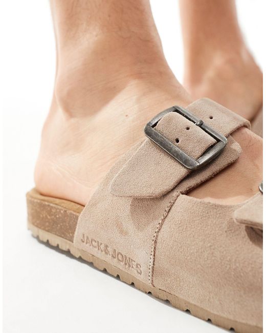 Jack & Jones Natural Suede Double Strap Sandals for men