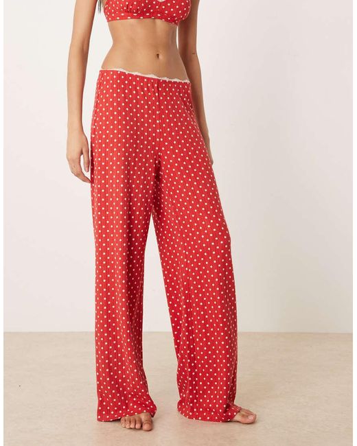 Abercrombie & Fitch Red Pointelle High Rise Pyjama Bottoms Co-Ord
