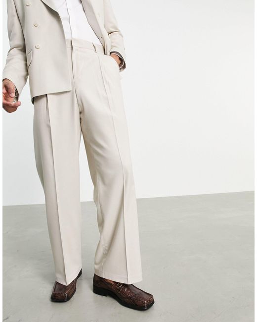 ASOS Synthetic Wide Leg Suit Trousers for Men - Lyst