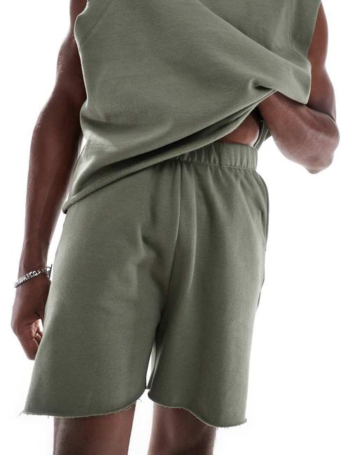 ASOS Pyjamaset Van Hemdje En Short Met Onafgewerkte Zoom in het Green voor heren