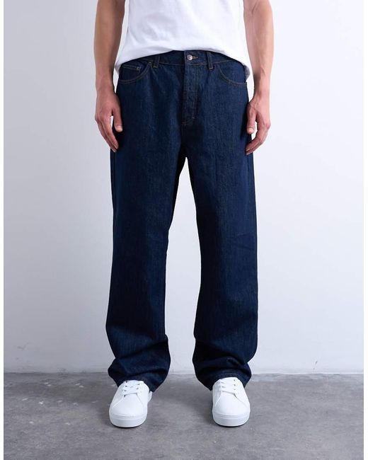 Topman Blue Rigid baggy Jeans for men