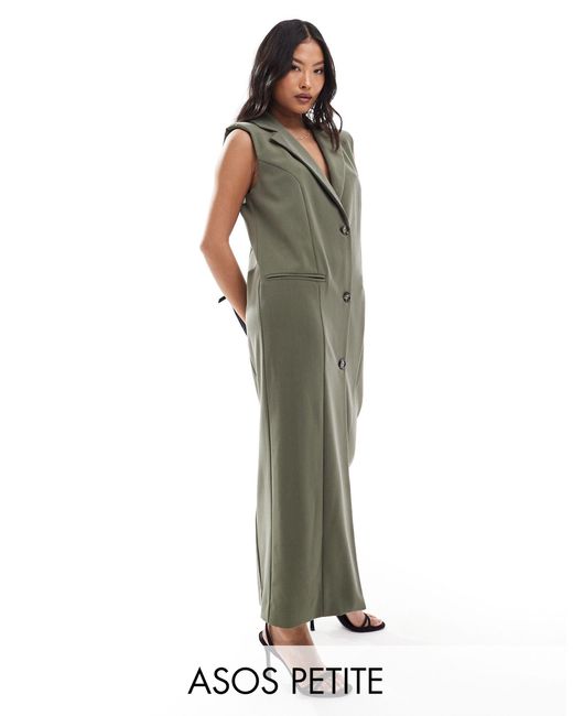 Asos design petite - robe droite mi-longue style gilet ASOS en coloris Green