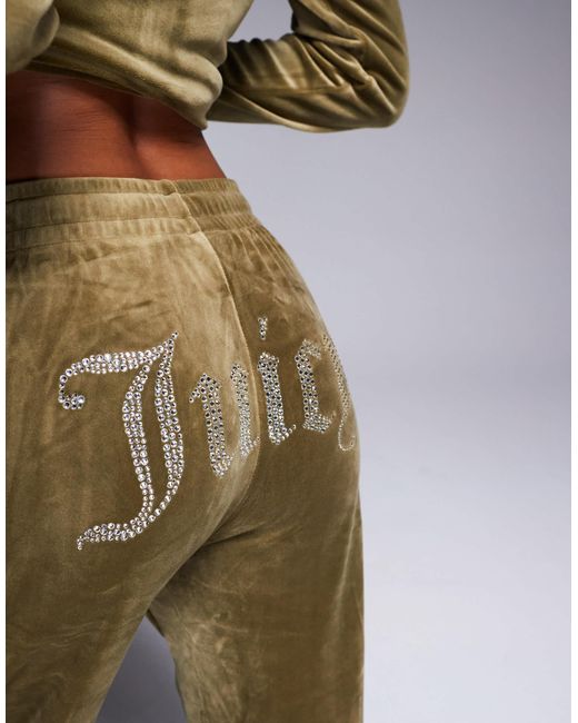 Juicy Couture Green – velours-jogginghose mit geradem schnitt