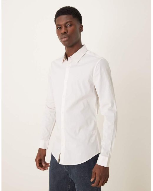 ASOS White Skinny Poplin Shirt for men