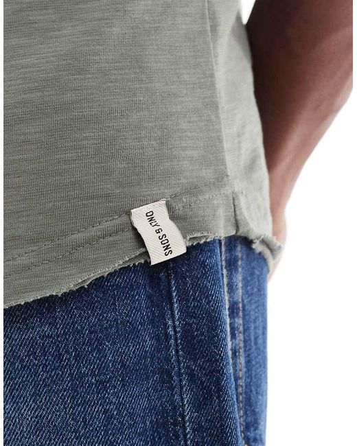Only & Sons Gray Basic T-Shirt for men