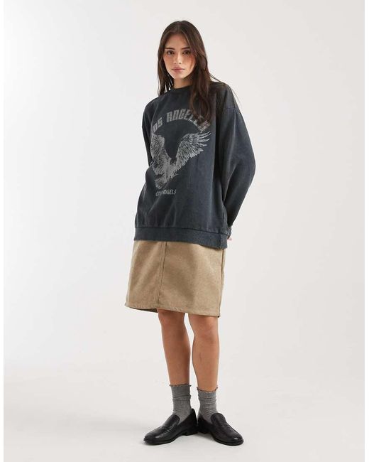 ASOS Gray Oversized Sweatshirt With Eagle Graphic