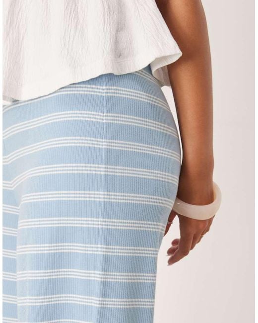 ASOS Blue Stripe Wide Leg Mid Rise Trousers Co Ord