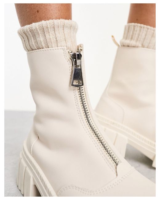 ASOS White Alliance Chunky Zip Front Boots