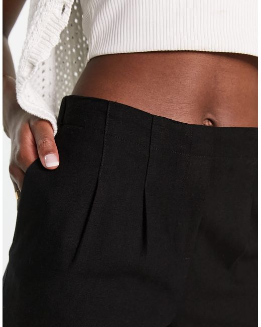 Vero Moda Black Pleat Front Linen Blend Shorts