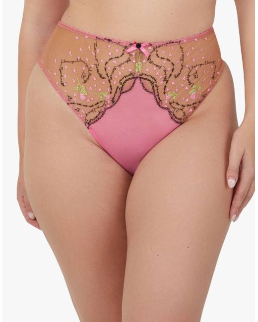 Playful Promises Pink Spank Me & Nude Custom Embroidery High Waist Thong