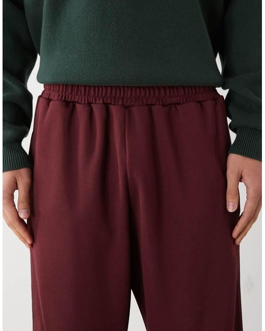 Joggers De Corte Suelto Con Cordón Ajustable Y Rayas En Contraste De -Rojo Prohibited de hombre de color Red