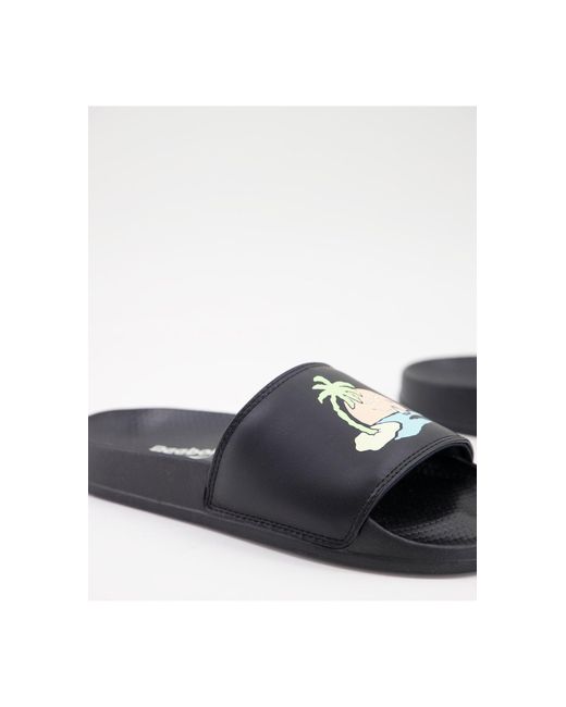 reebok slides black