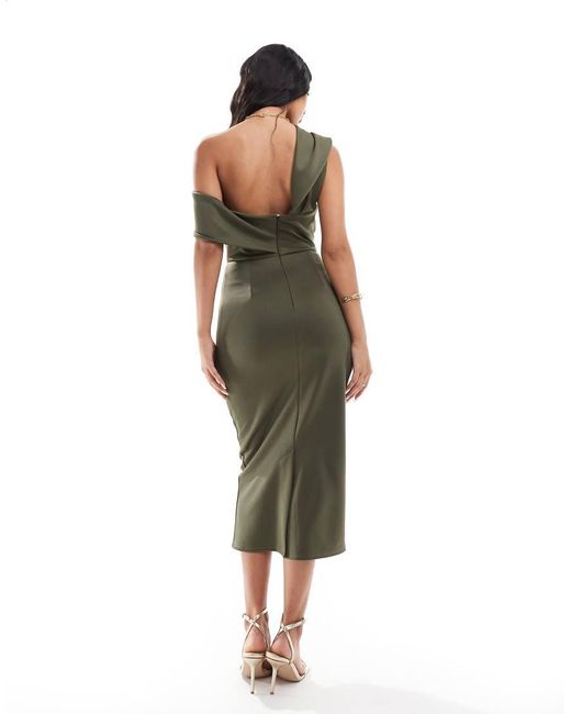 True Violet Green True Drape Shoulder Midaxi Dress