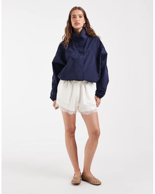 ASOS Blue Techy Funnel Neck Windbreaker Jacket