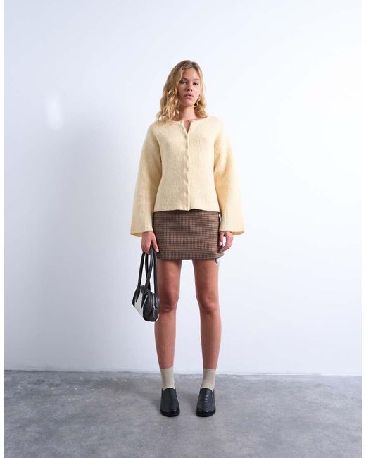 TOPSHOP Natural Knitted Easy Ribbed Relaxed Cardigan