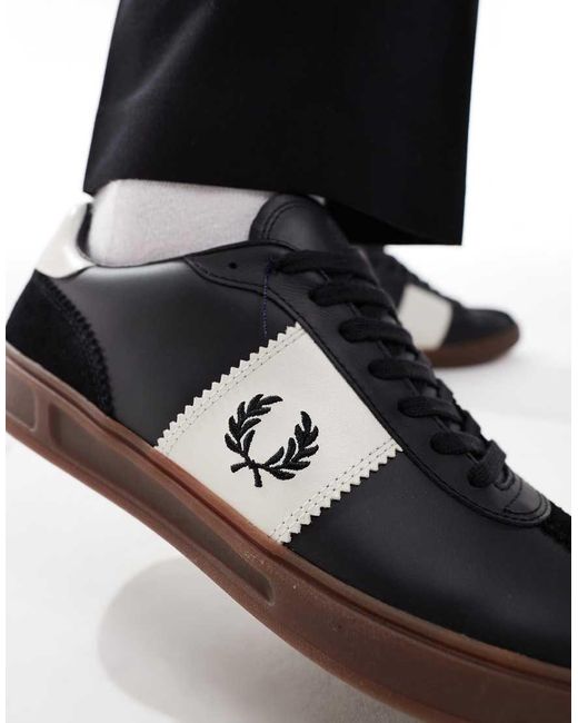 Fred Perry Black B4 Leather And Suede Trainers for men
