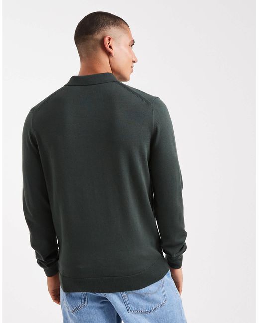 Pull en maille à col polo - kaki Fred Perry pour homme en coloris Gray