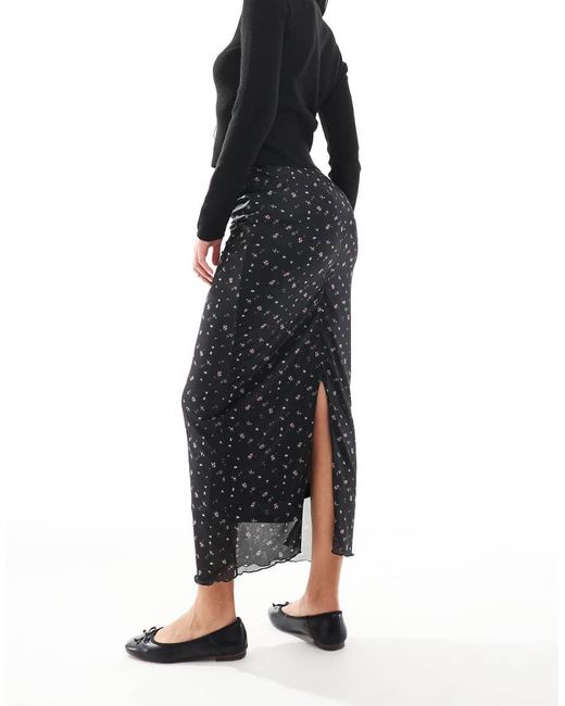 ONLY Black Lettuce Edge Maxi Skirt