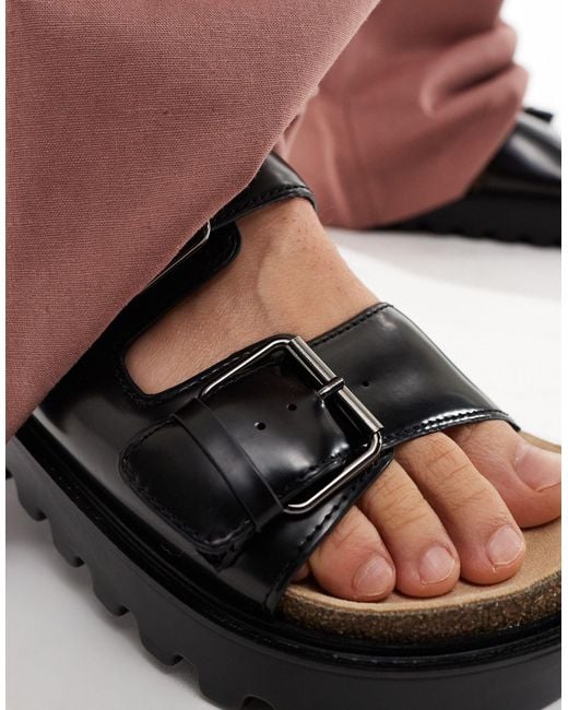 Sandales chunky en similicuir avec boucles ASOS pour homme en coloris Black