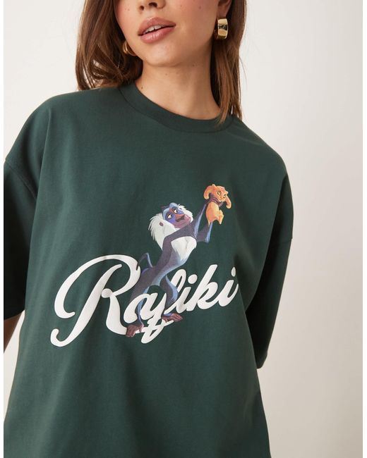 ASOS Blue Disney Unisex Oversized Cropped T-shirt With Lion King Rafiki Print And Piping