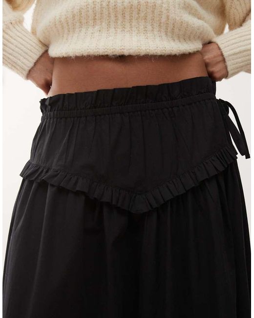Reclaimed Vintage White Full Midi Skirt With Ruffle Detail On Waist And Hem