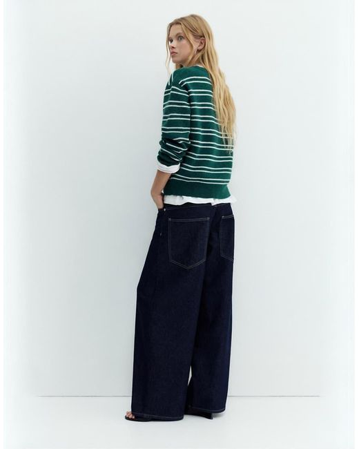Pull&Bear Green Striped Jumper