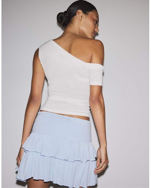 Stradivarius White Ruffled Mini Skort