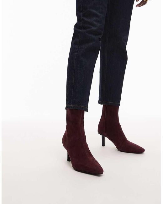 & Other Stories Blue Suede Leather Pointed Toe Heeled Ankle Boots