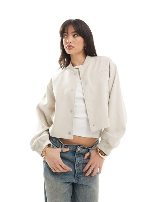 ASOS White Tailored Bomber Jacket With Clean Hem