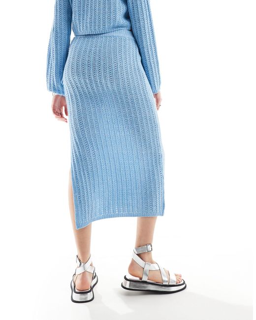 ASOS Blue Asos Design Tall Knitted Midi Skirt