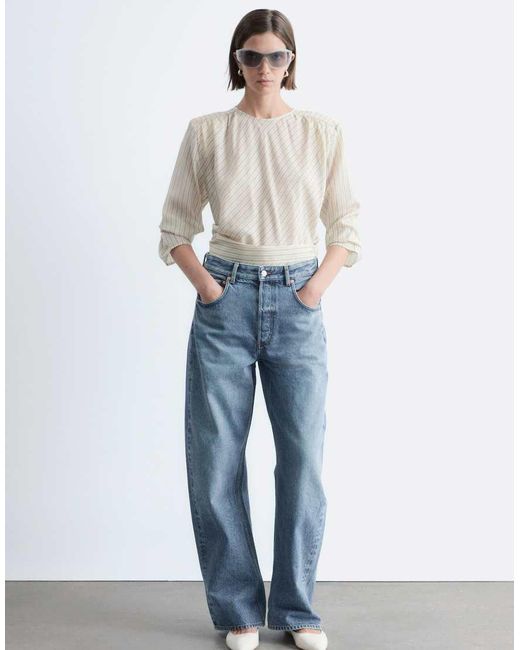 & Other Stories Blue High Waist Wide Leg Jeans With Turn Ups