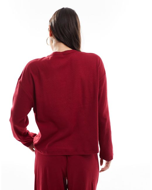 Cotton On Red Cotton on – langärmliges pyjamaoberteil aus geripptem pointelle