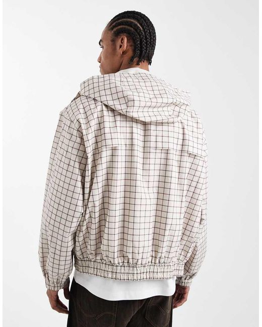 ASOS Gray Oversized Check Windbreaker for men
