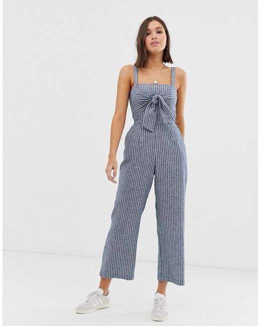 Abercrombie & Fitch Blue Jumpsuit With Tie Front