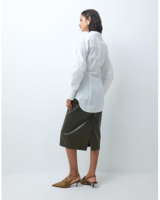 Monki White Exclusive Cinched Longline Shirt