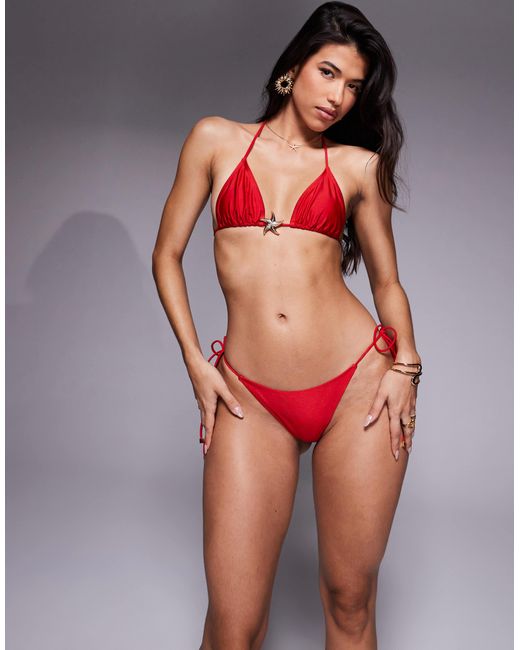 South Beach Red Tie Side Bikini Bottoms