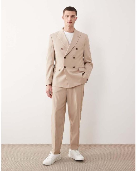 ASOS Natural Double Breasted Regular Suit Jacket for men
