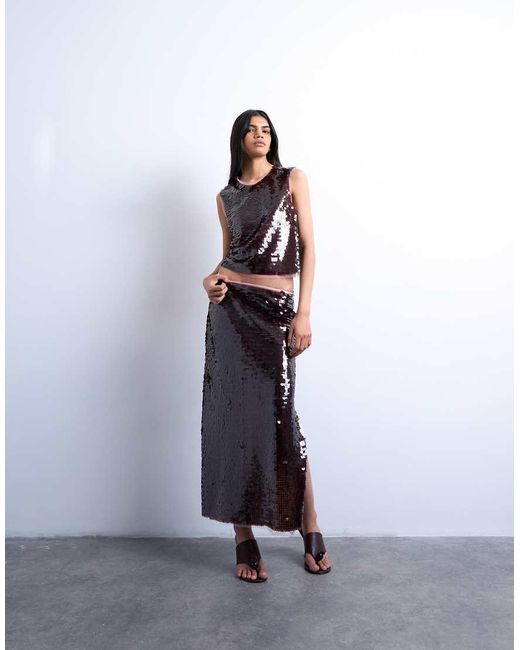 TOPSHOP White Co-Ord Contrast Sequin Midi Skirt