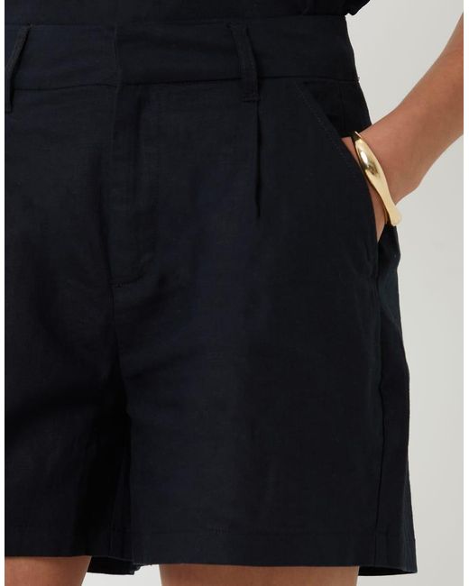 Threadbare Black Linen Blend Tailored Shorts
