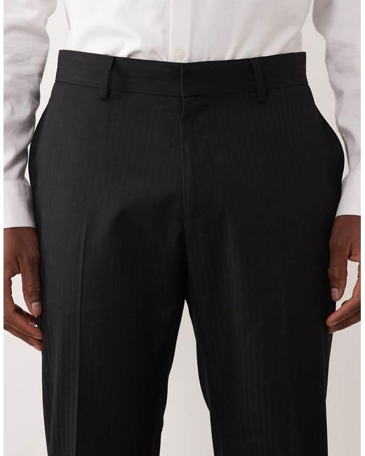ASOS Black Slim Suit Trouser With Tonal Micro Checkerboard Weave for men