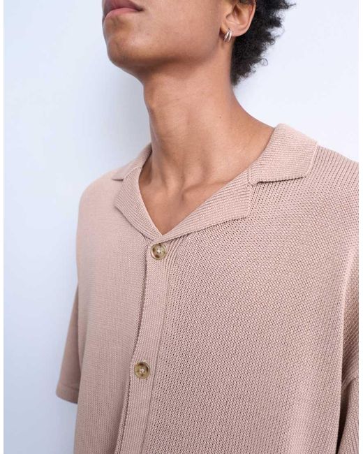 Topman Natural Relaxed Button Through Shirt for men