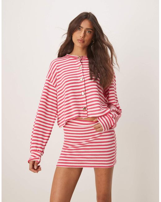 ASOS Pink – gestrickter, gestreifter minirock
