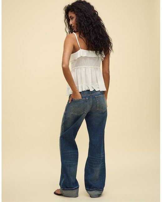 Stradivarius Blue D92 Straight Wide-Leg Jeans